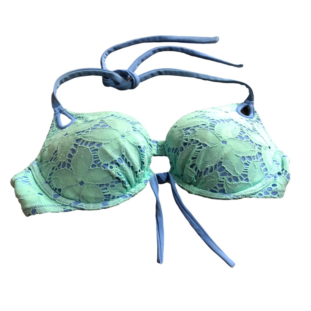 Victoria secret bikini top 34 c periwinkle and sherbet green lace